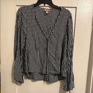 Mossimo Supply Co Black and White Long Sleeve Buttoned Blouse